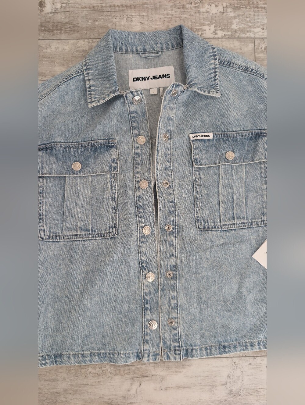 DKNY Light Blue Washed Denim Jacket - Picture 3 of 5